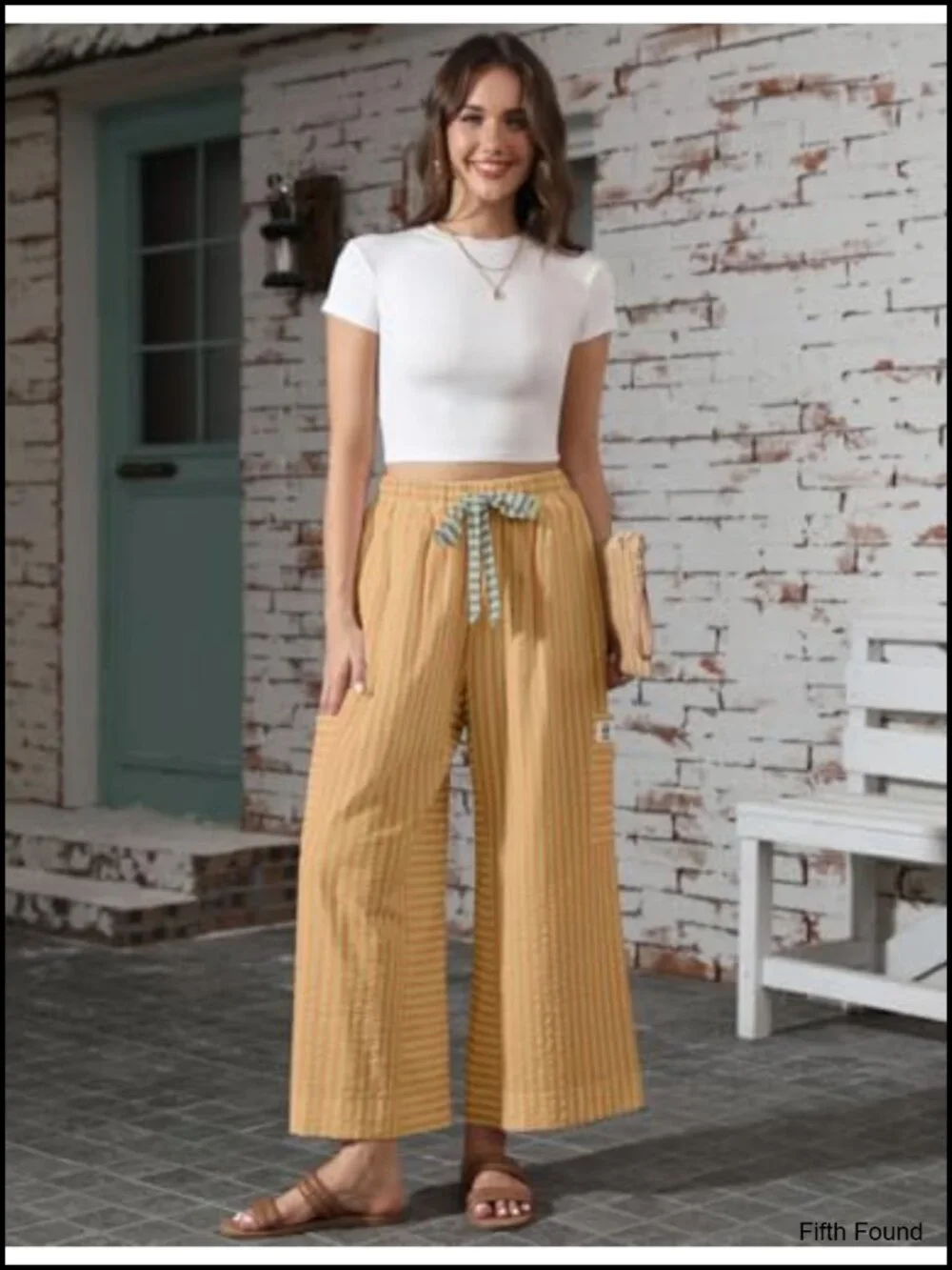 Women's Cotton Blend Wide Leg Palazzo Pants Drawstring Boho Casual Trousers